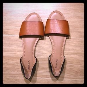 Merona open toed flats. Size 8